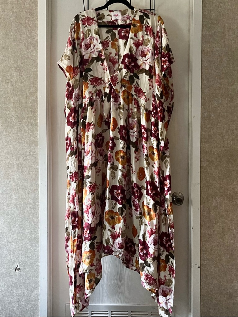 Buddy Love Floral V-Neck Dress in Cream, Burgundy & Mustard